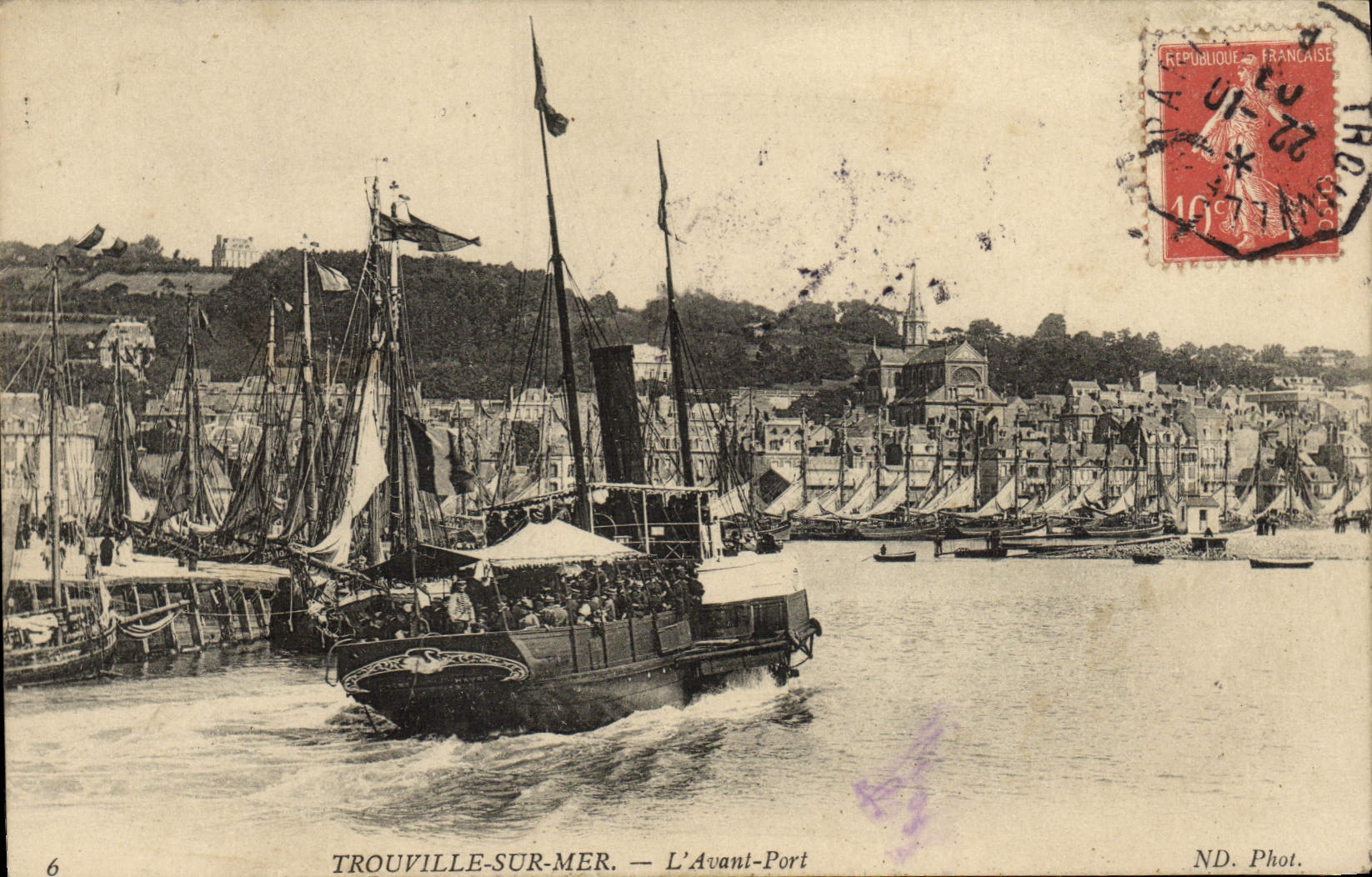 POSTAL Trouville de la VENDIMIA en el mar antes de los barcos portuarios