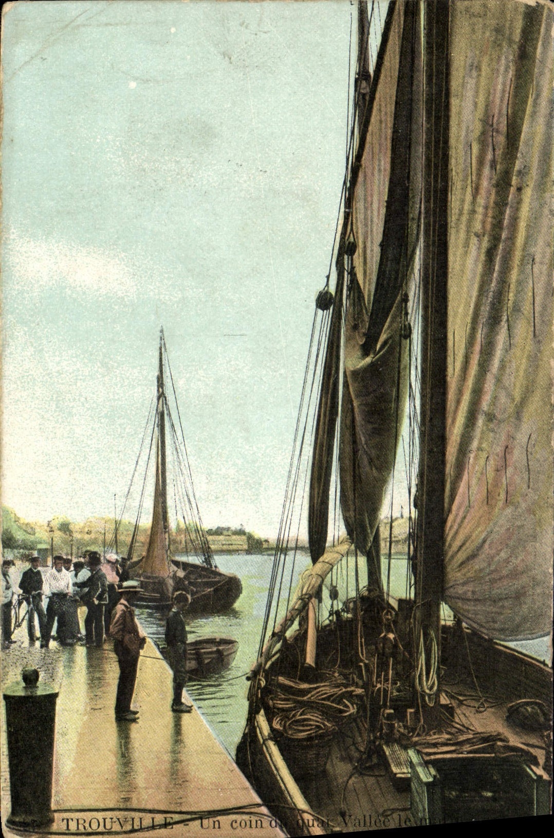 POSTAL Trouville de la VENDIMIA una esquina del barco del valle del muelle
