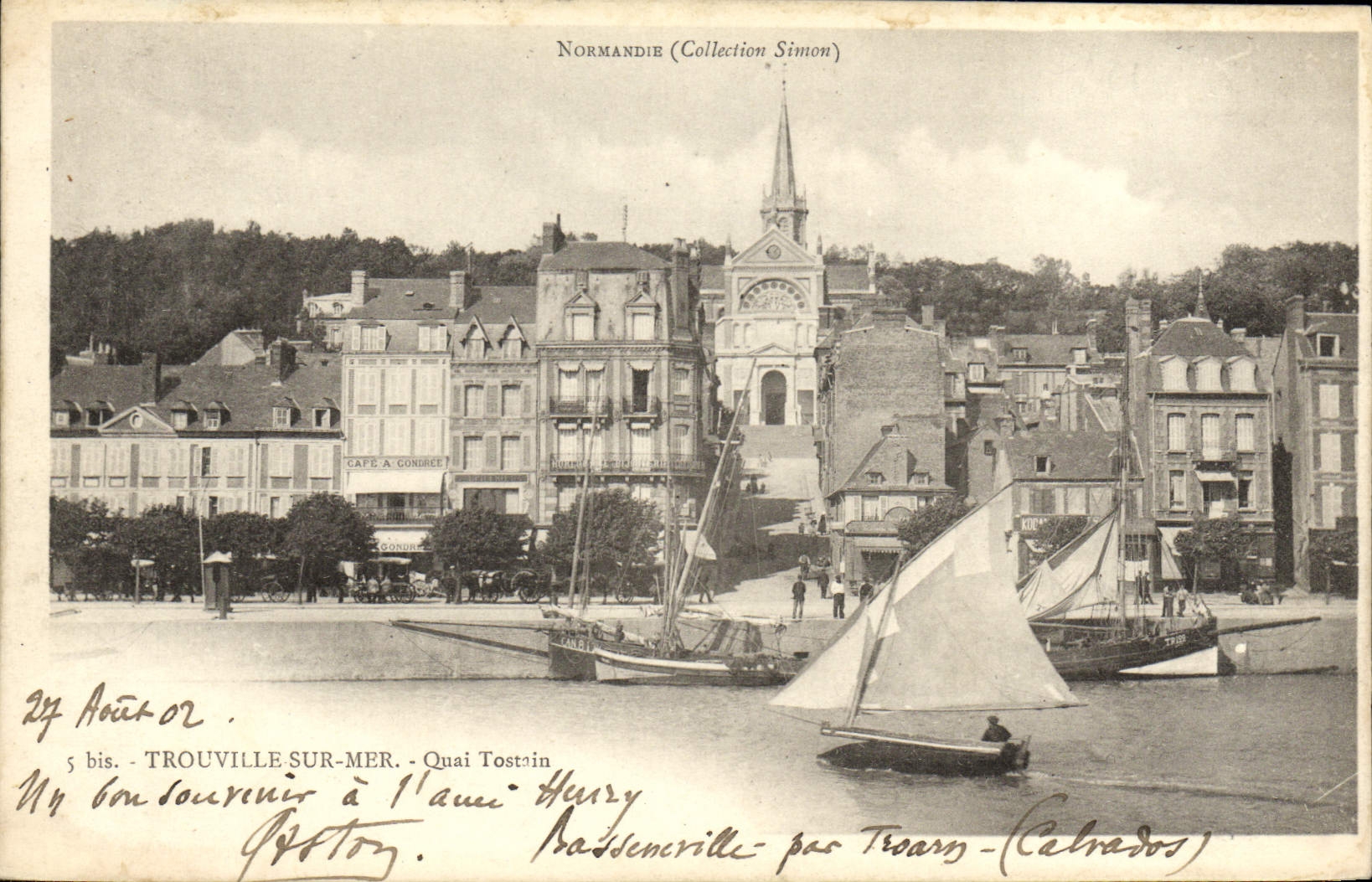 VINTAGE POSTCARD Trouville On Sea Quay Tostain Boats