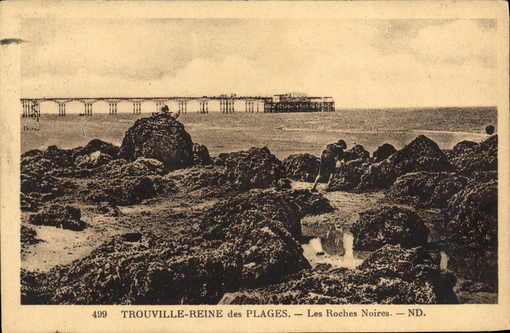 VINTAGE POSTCARD Trouville Queen of the beaches beach of the black rocks