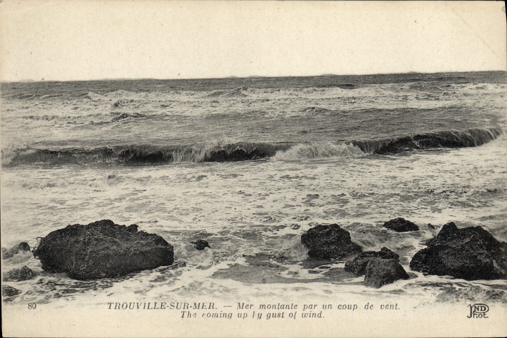 VINTAGE POSTCARD Trouville On sea rising sea by a strong gale