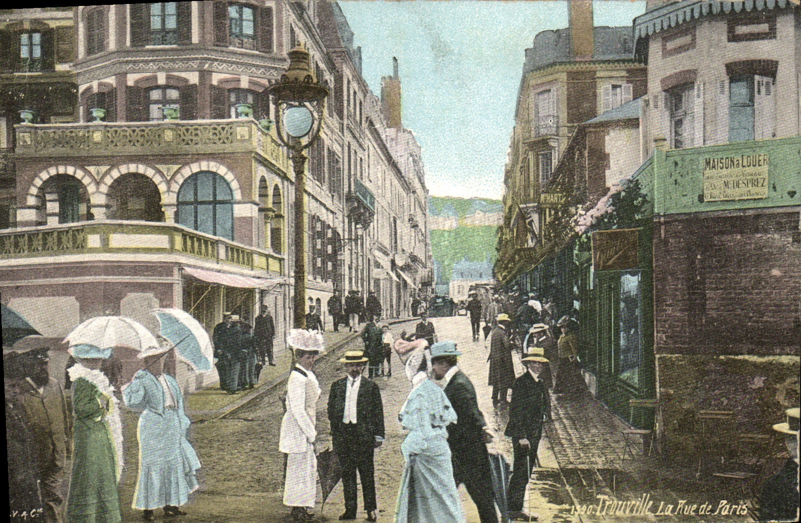 VINTAGE POSTCARD Trouville the street of bets
