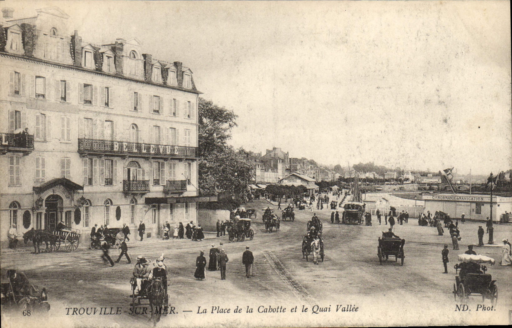 VINTAGE POSTCARD Trouville on sea the Place of Cabotte and the Quay Valley