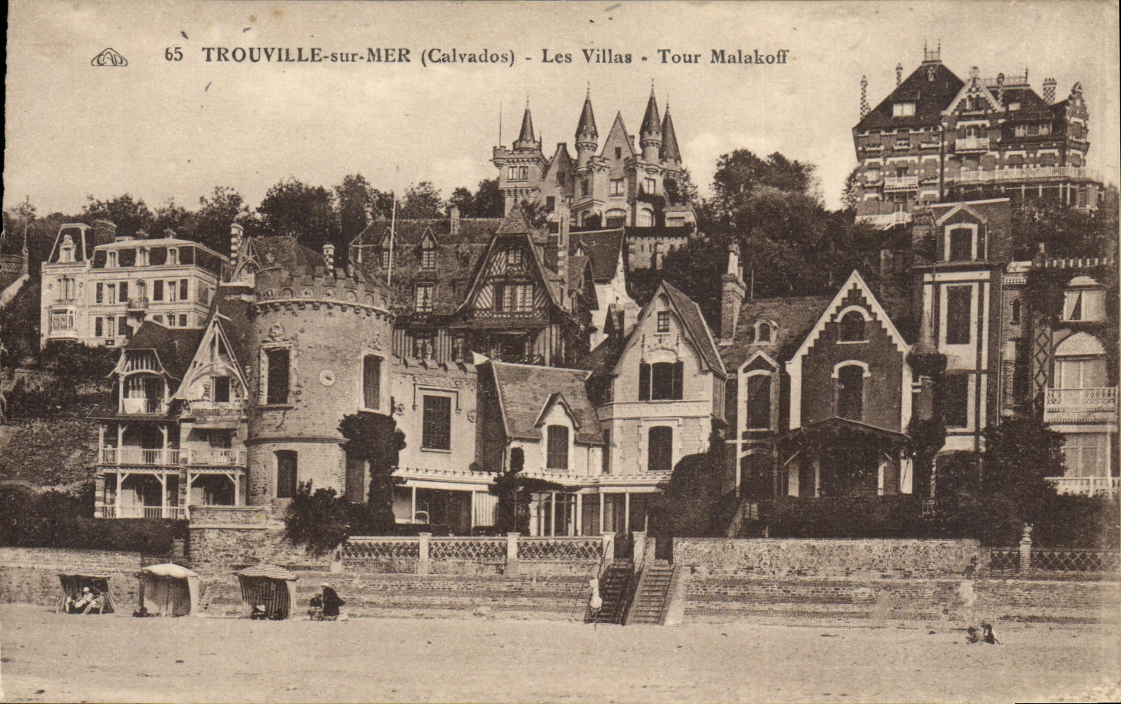 VINTAGE POSTCARD Trouville On sea the villas Malakoff tower