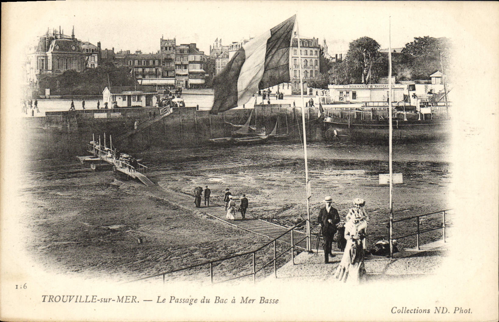 VINTAGE POSTCARD Trouville On Mer the Passage of the Vat has Low Mer