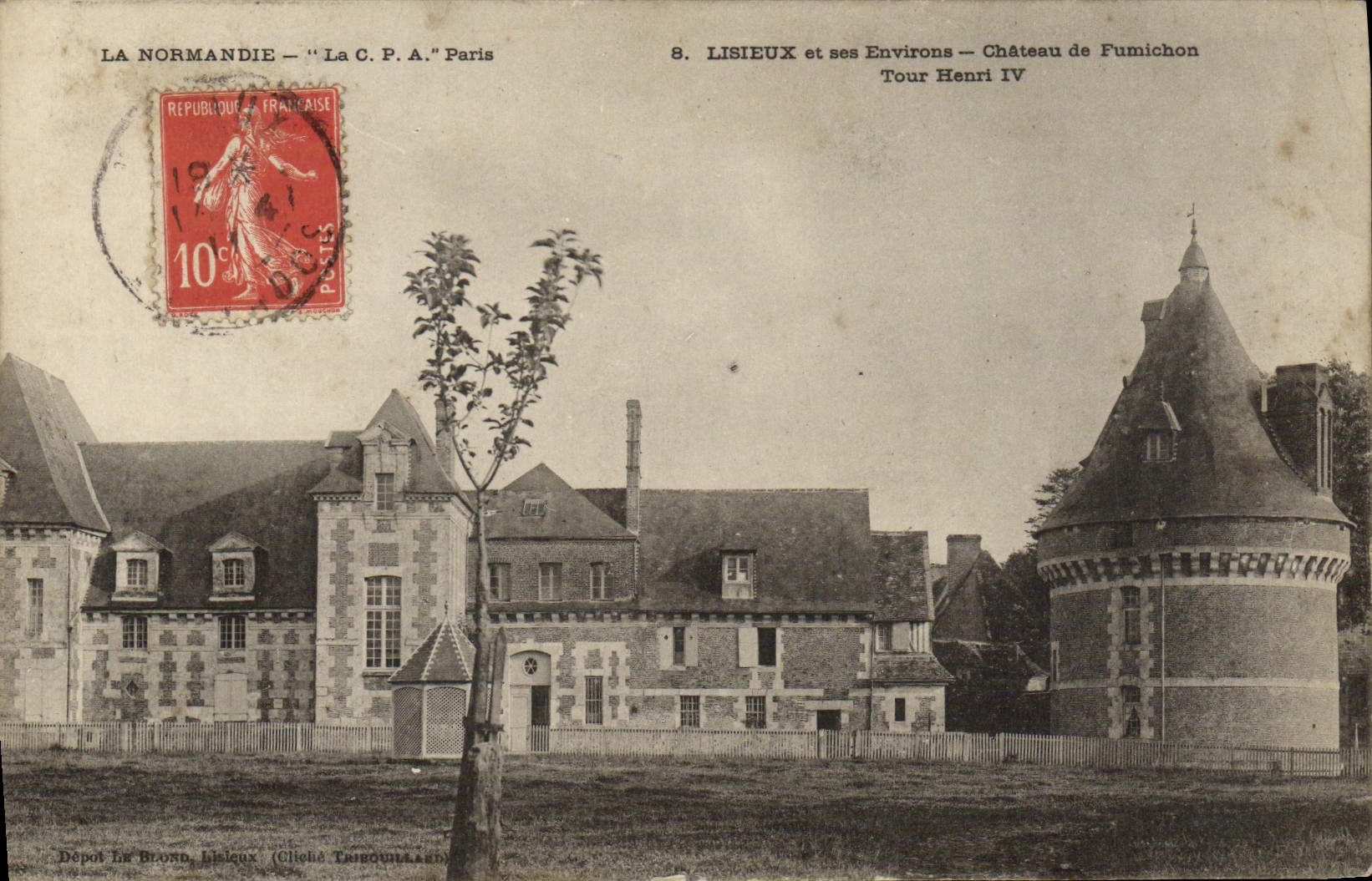 VINTAGE POSTCARD Lisieux and its surroundings Castle of Fumichon Turn Henri IV