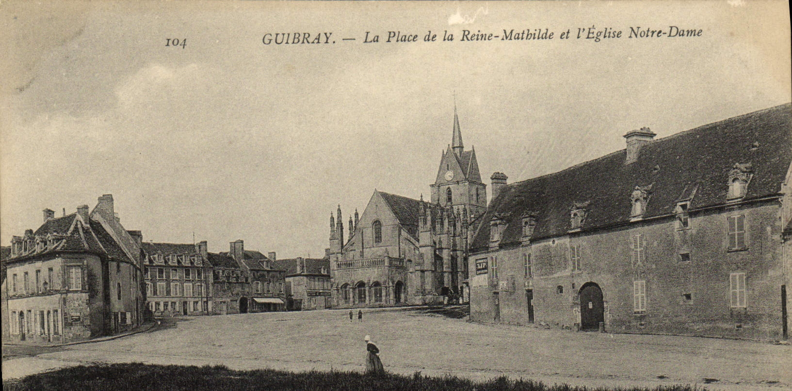 VINTAGE POSTCARD Guibray the Place of the Mathilde Queen and the Notre Dame Church
