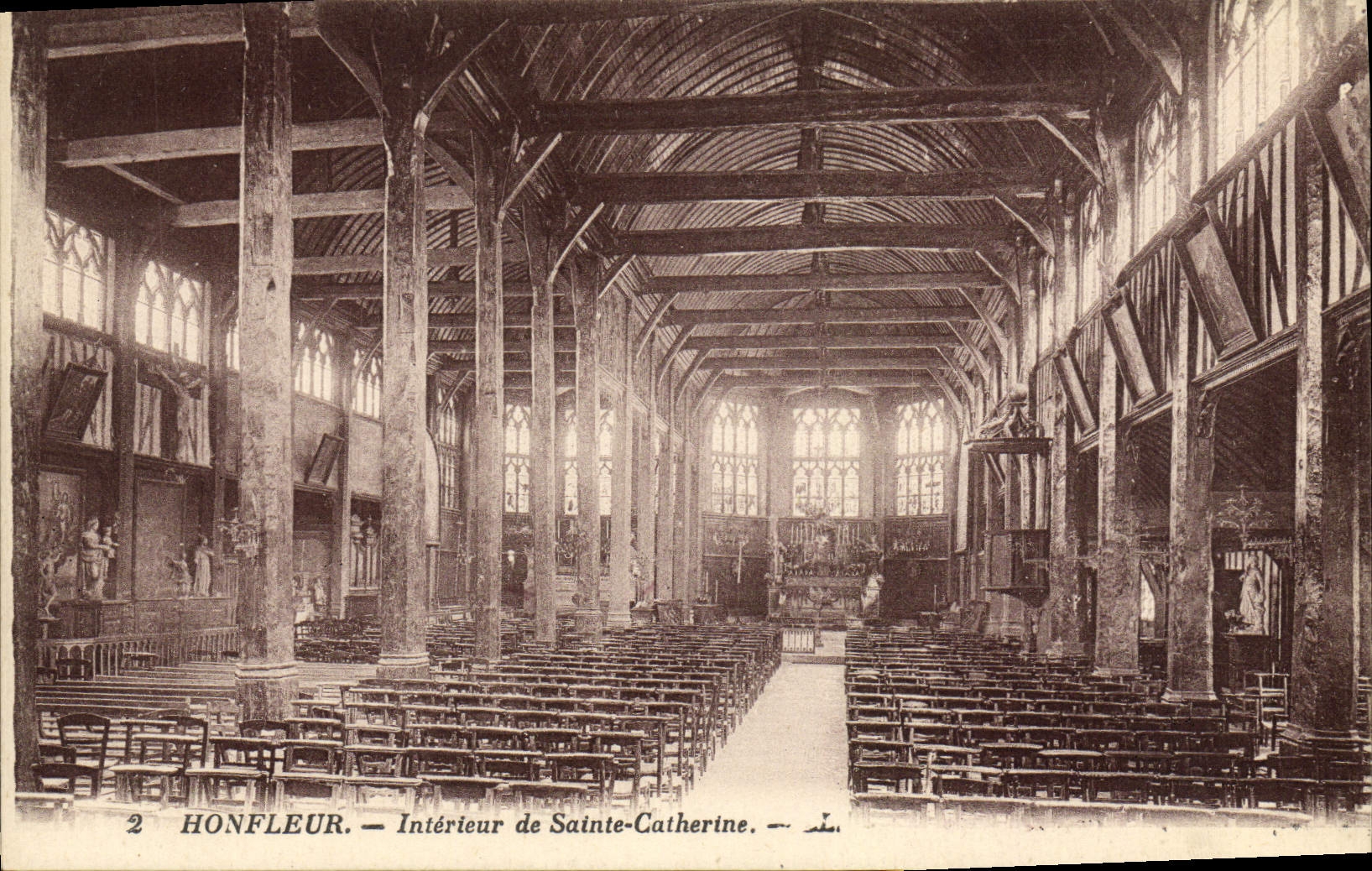 VINTAGE POSTCARD Interior Honfleur of Sainte Catherine