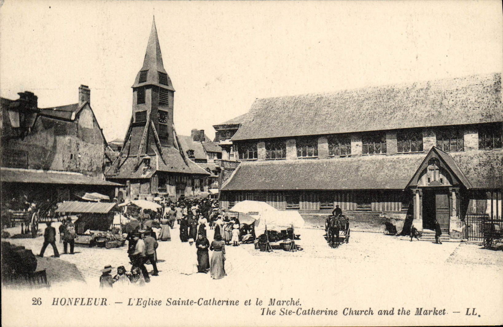 CPA Honfleur L'Eglise Sainte Catherine et le Marche