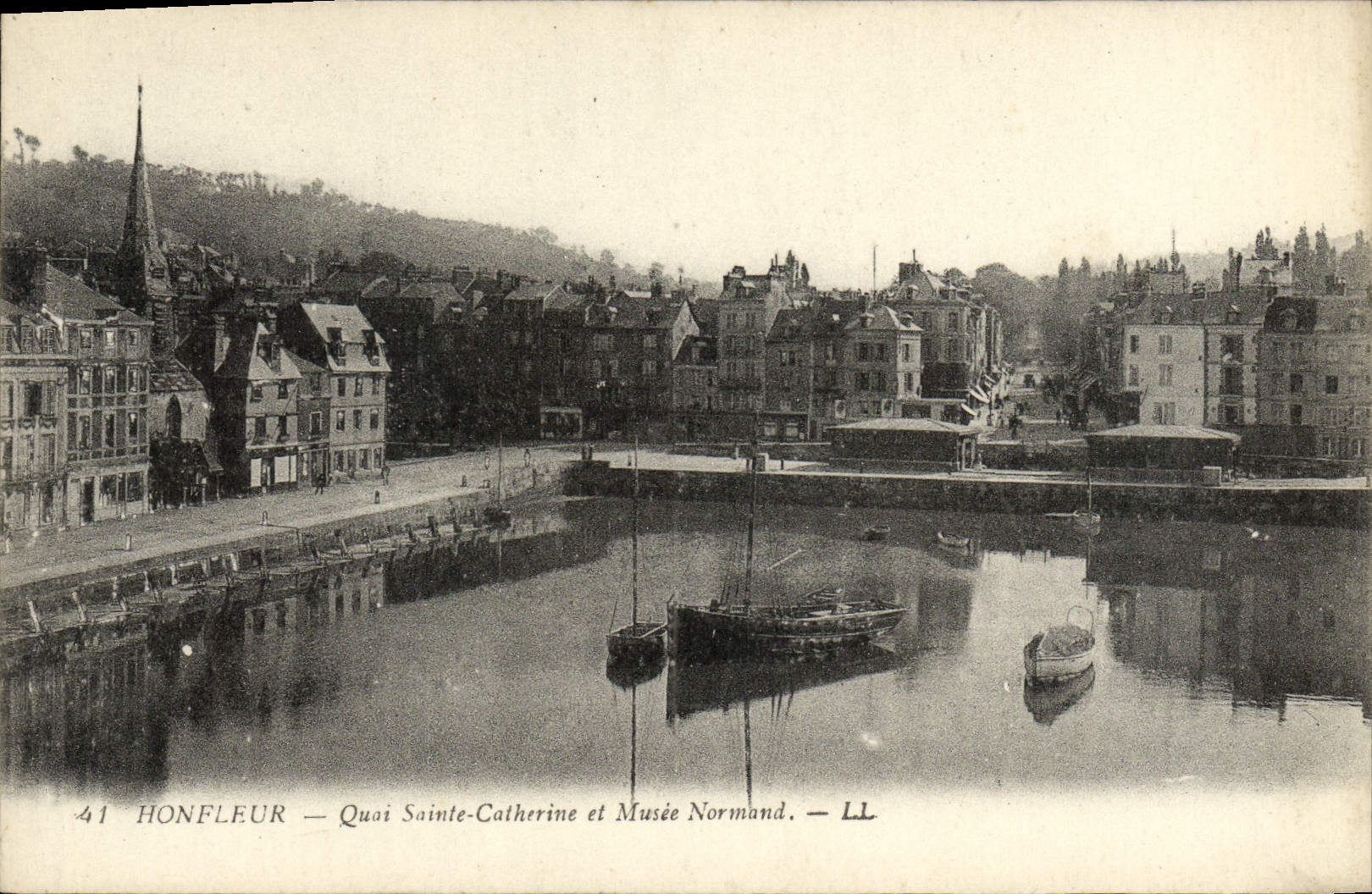 VINTAGE POSTCARD Honfleur Quay co. Catherine and Norman Museum