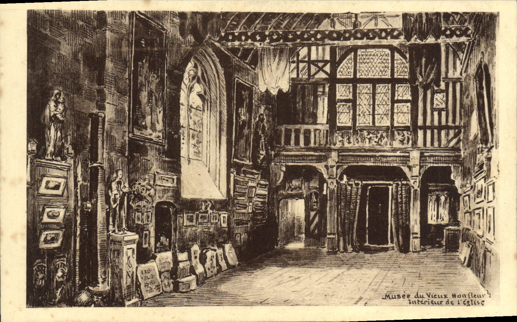 CPA Honfleur Du Vieux Interieur de L'Eglise