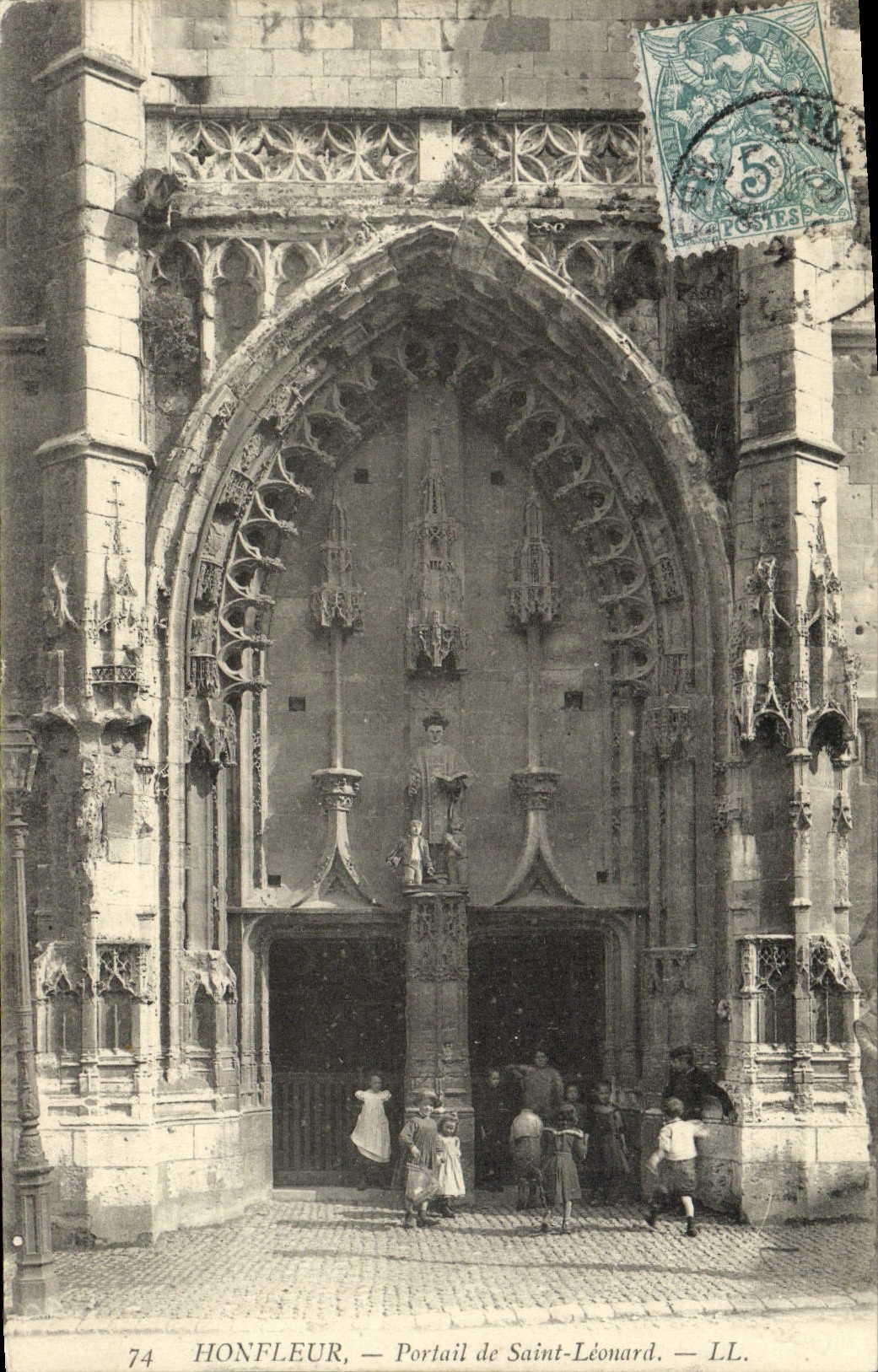 VINTAGE POSTCARD Honfleur Gate of Saint Leonard Children
