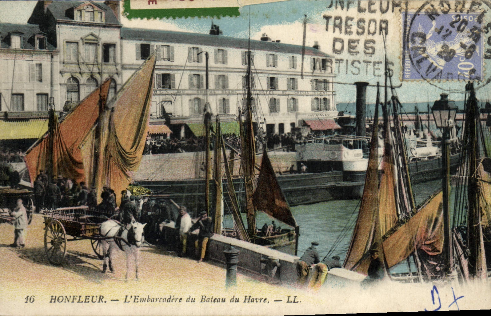 CPA Honfleur L'Embarcadere du Bateau du Havre Vignette Honfleur Foire Ste Catherine 1929 Bateaux