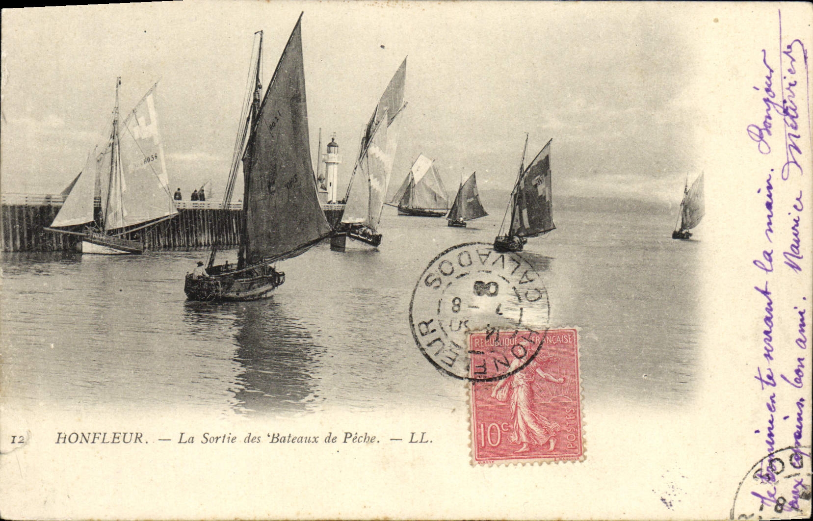 CPA Honfleur Sortie des Bateaux de Peche