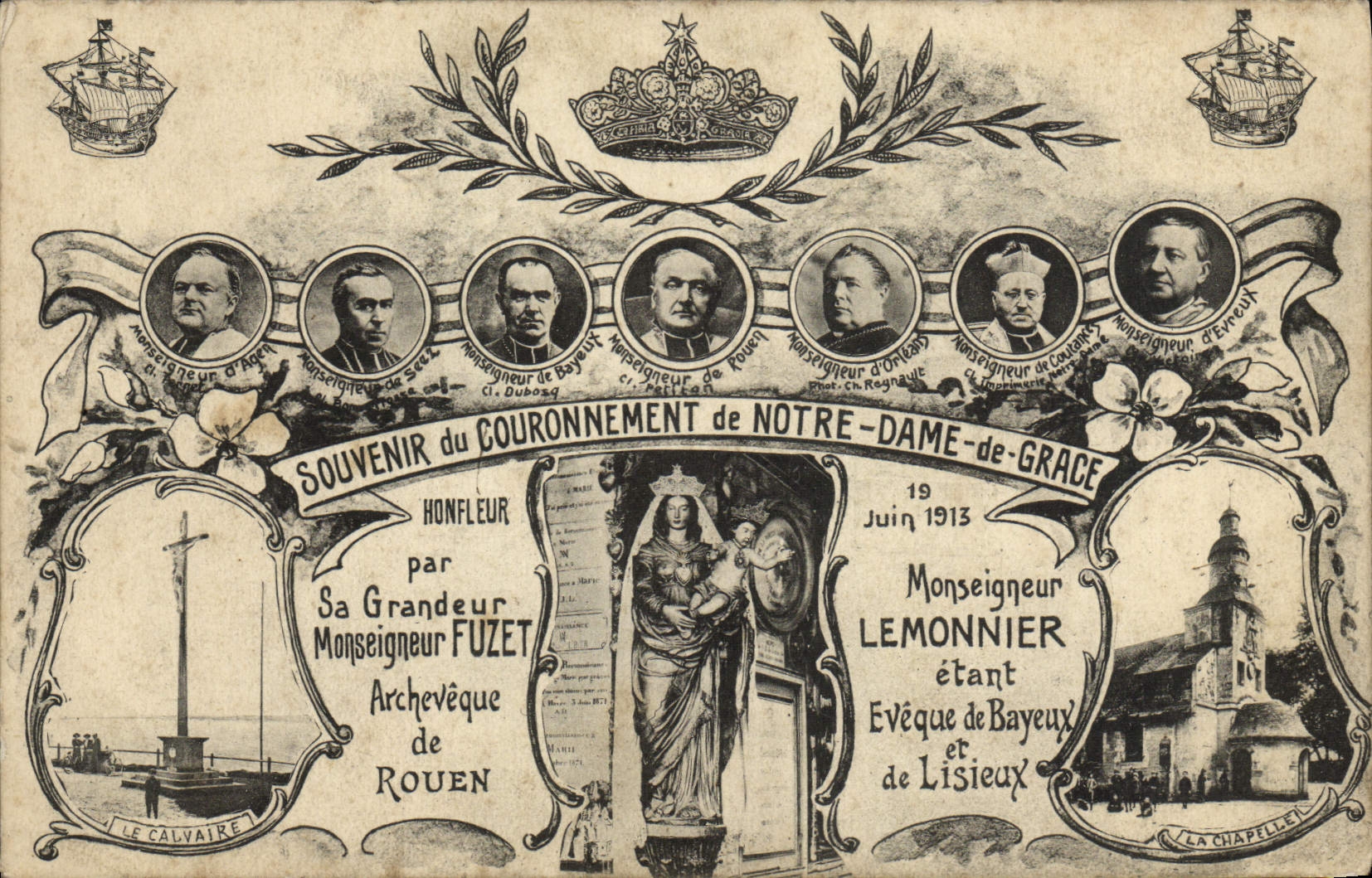 CPA Honfleur Souvenir du couronnement de Notre Dame de Grace