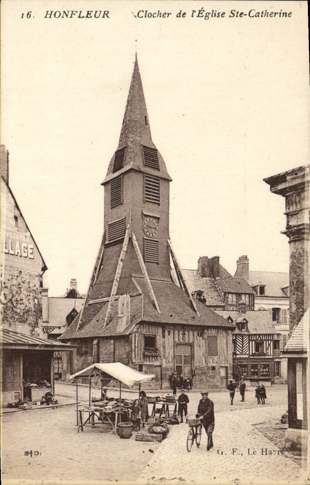 VINTAGE POSTCARD Honfleur Bell-tower of Church Sainte Catherine