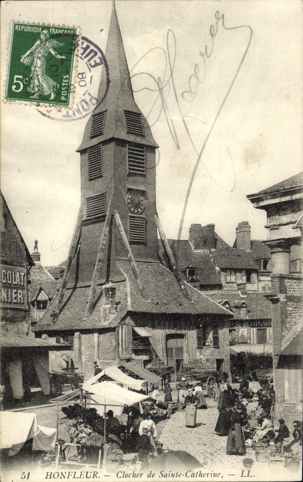 CPA Honfleur Le Clocher L'Eglise Ste Catherine