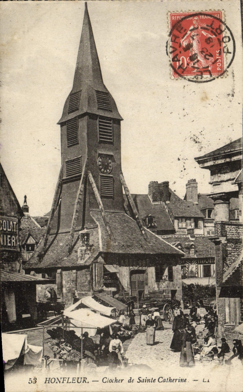 CPA Honfleur Le Clocher L'Eglise Ste Catherine