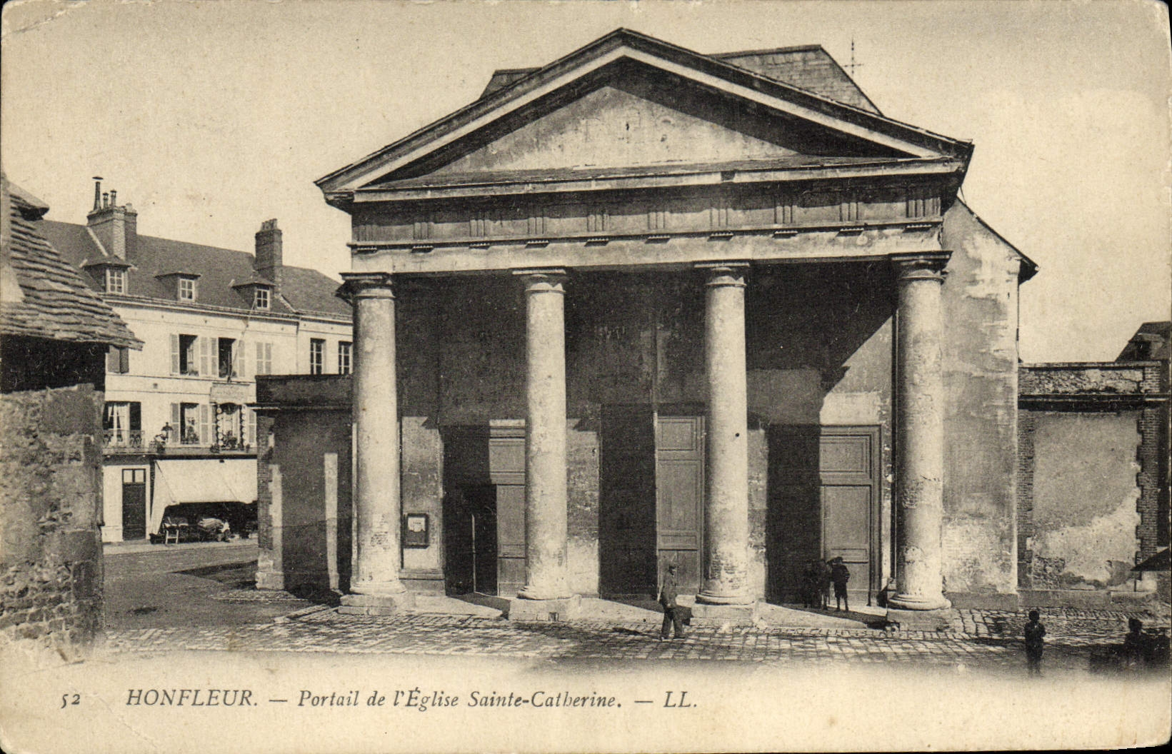 VINTAGE POSTCARD Honfleur Gate of the Church co. Catherine