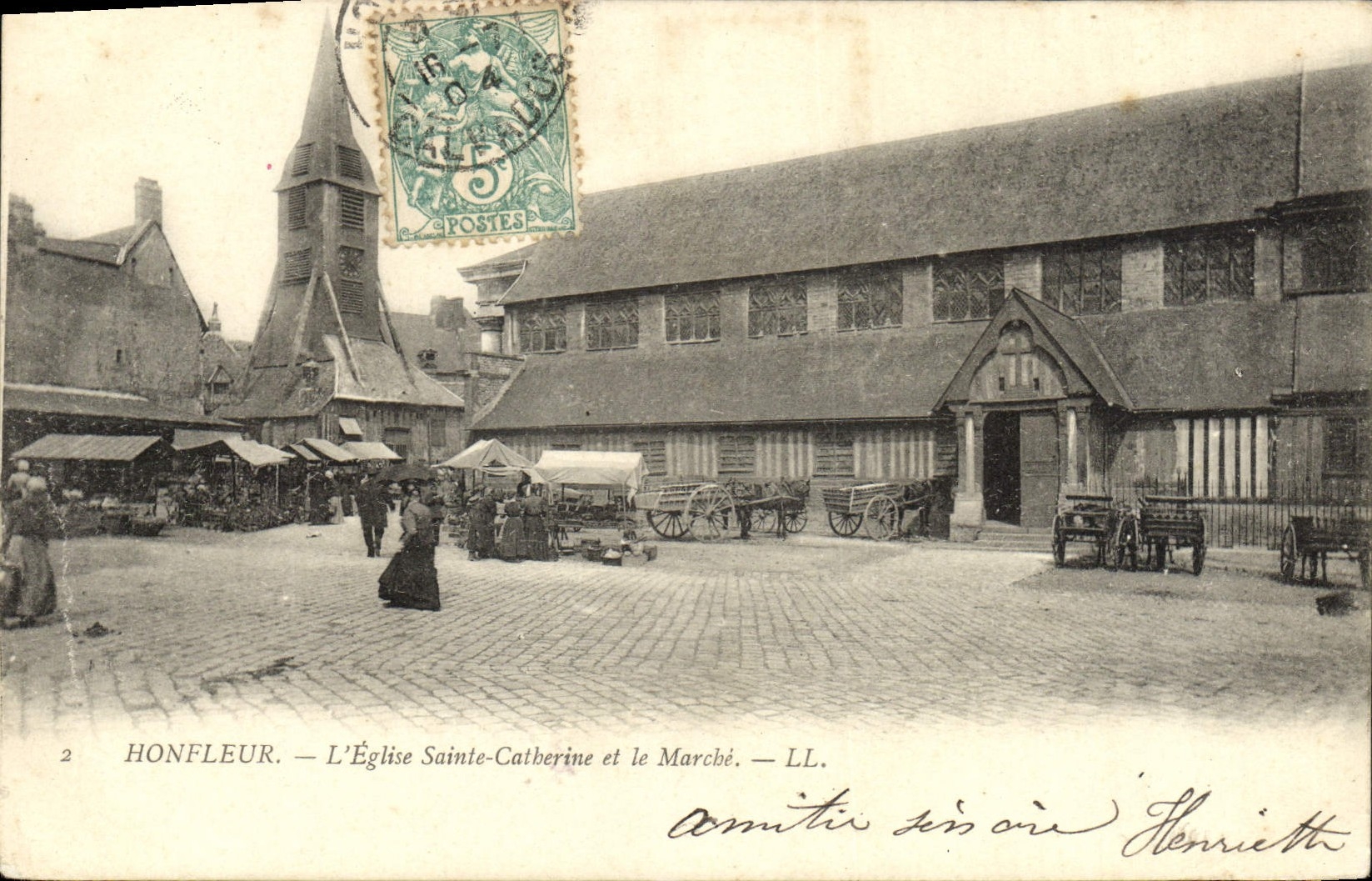 CPA Honfleur L'Eglise Saint Catherine et le Marche