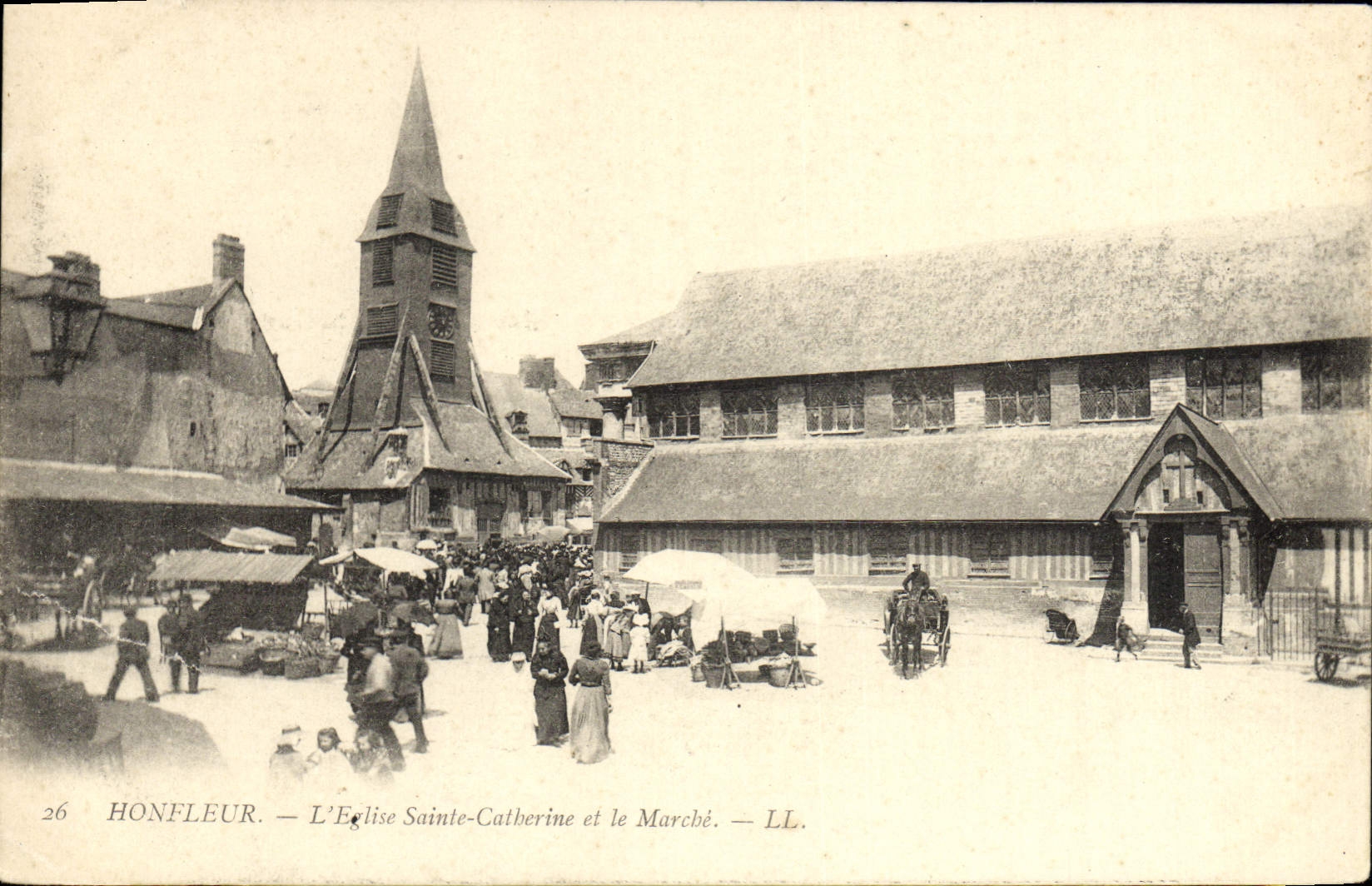 CPA Honfleur L'Eglise Saint Catherine et le Marche