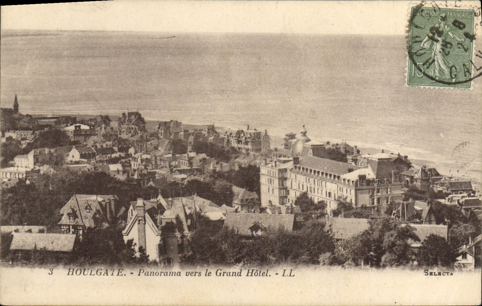 VINTAGE POSTCARD Houlgate Panorama towards the Large Hotel