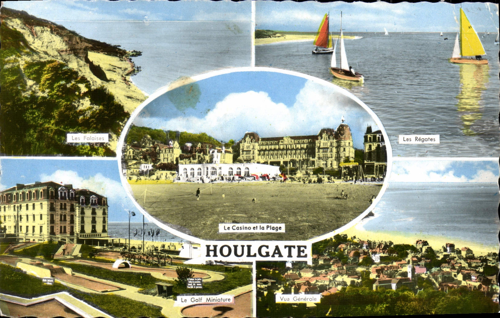 POSTAL MODERNA acantilados de los regattas de Houlgate la opinión de golf miniatura