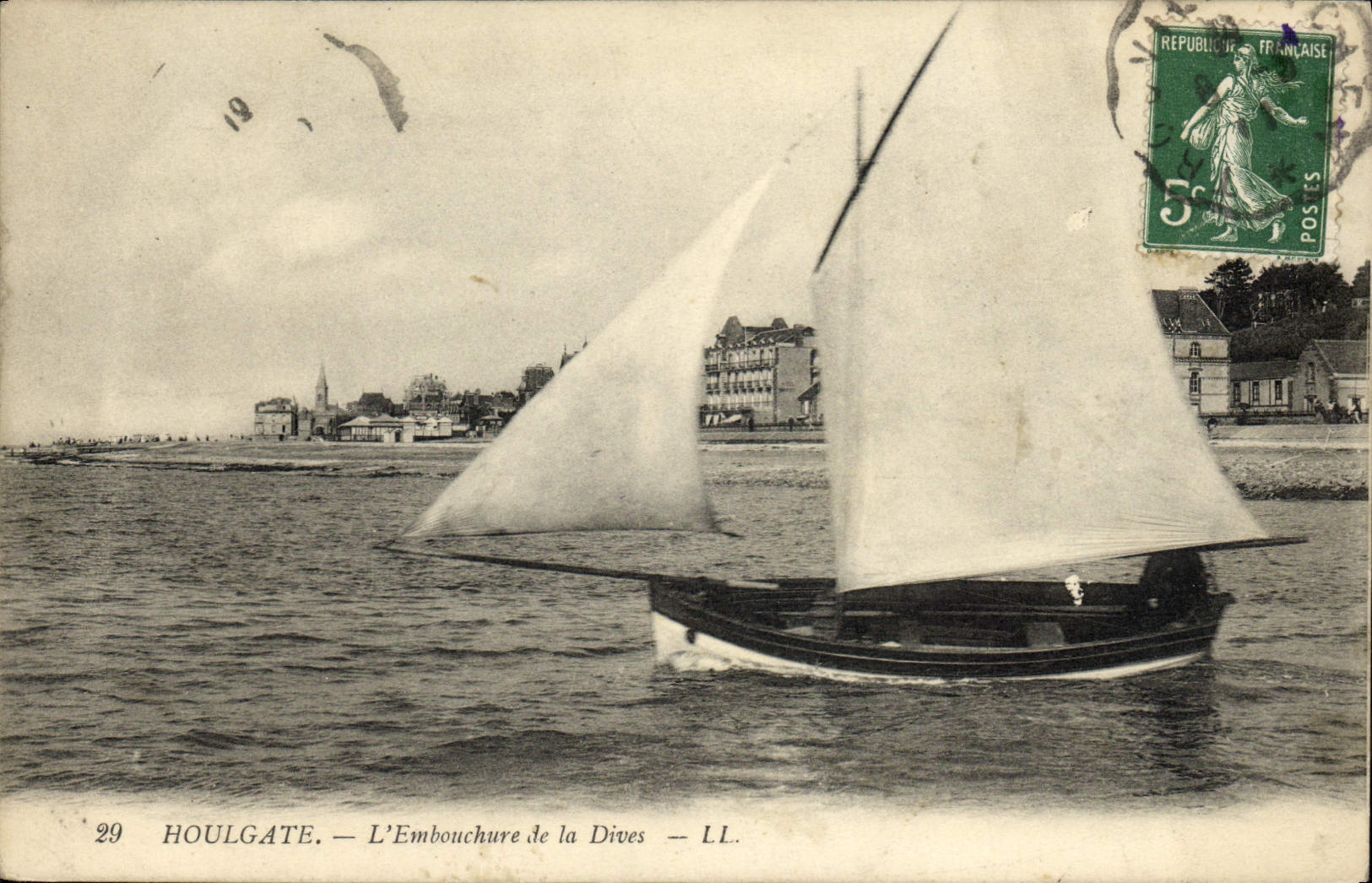 POSTAL Houlgate de la VENDIMIA la boca de divino el barco