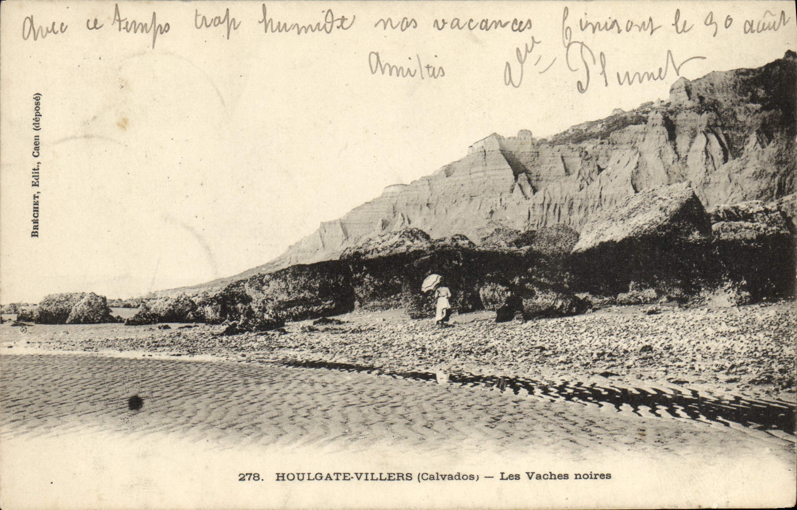 Vacas negras de Houlgate Villers de la POSTAL de la VENDIMIA