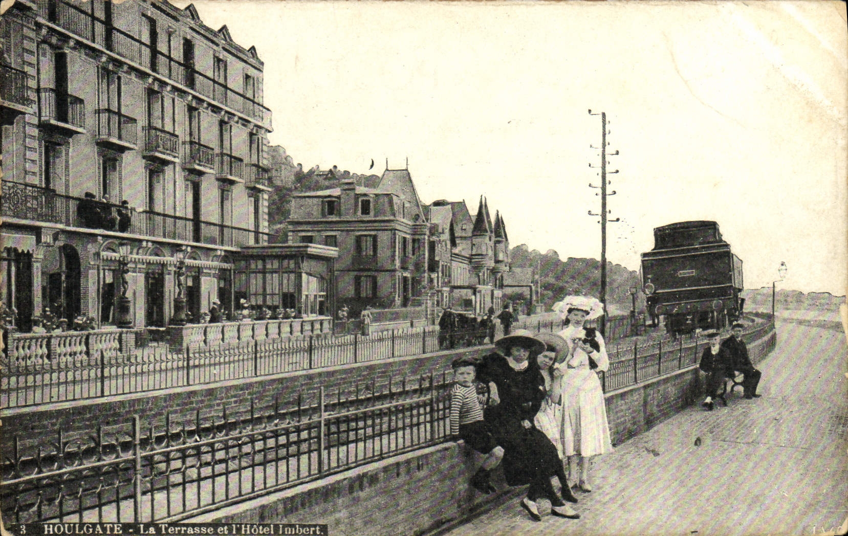 VINTAGE POSTCARD Houlgate the Terrace and the Hotel Imbert Train