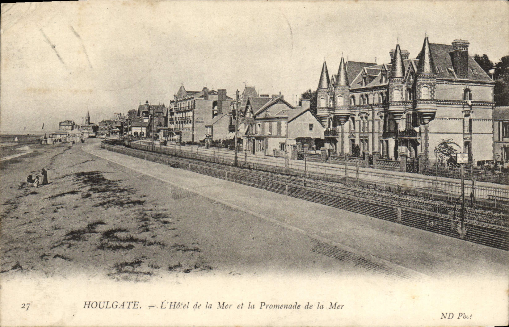 POSTAL Houlgate de la VENDIMIA el hotel del mar y la caminata del mar