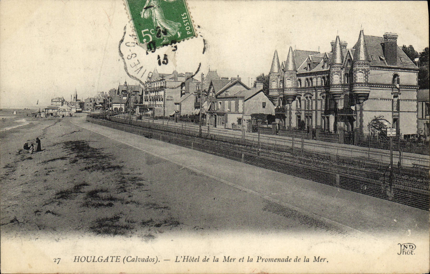 POSTAL Houlgate de la VENDIMIA el hotel del mar y del Promeande del mar