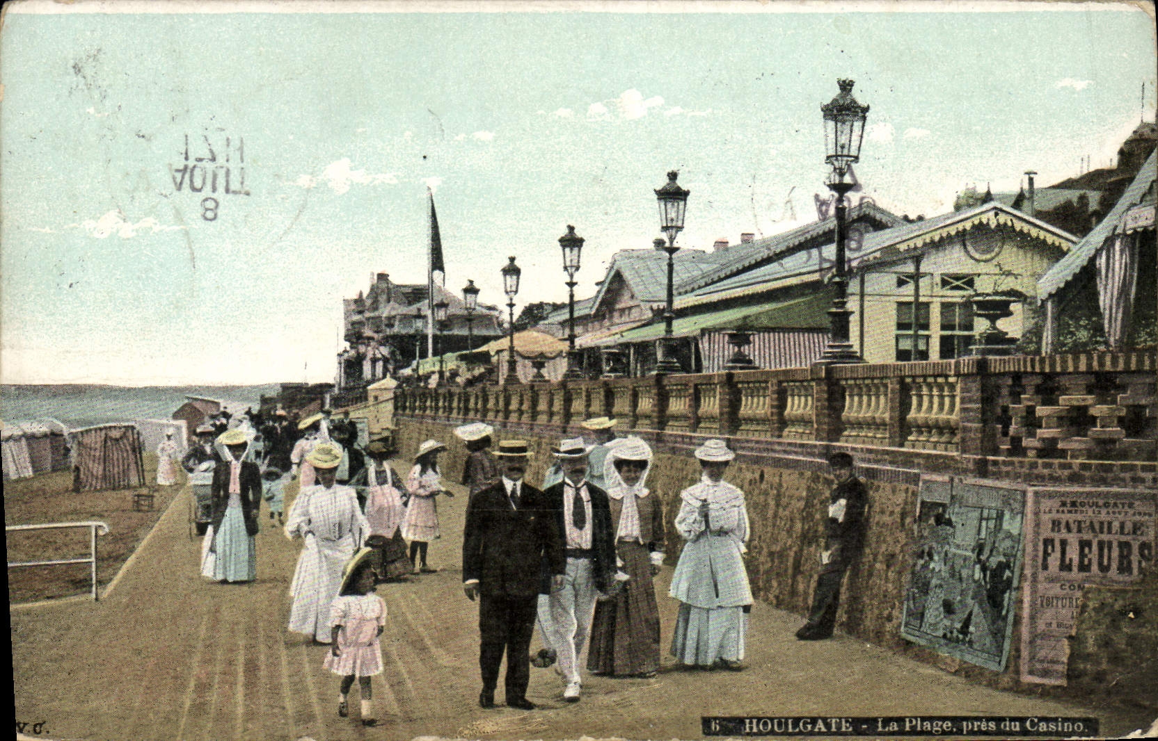 POSTAL Houlgate de la VENDIMIA la playa cerca del casino