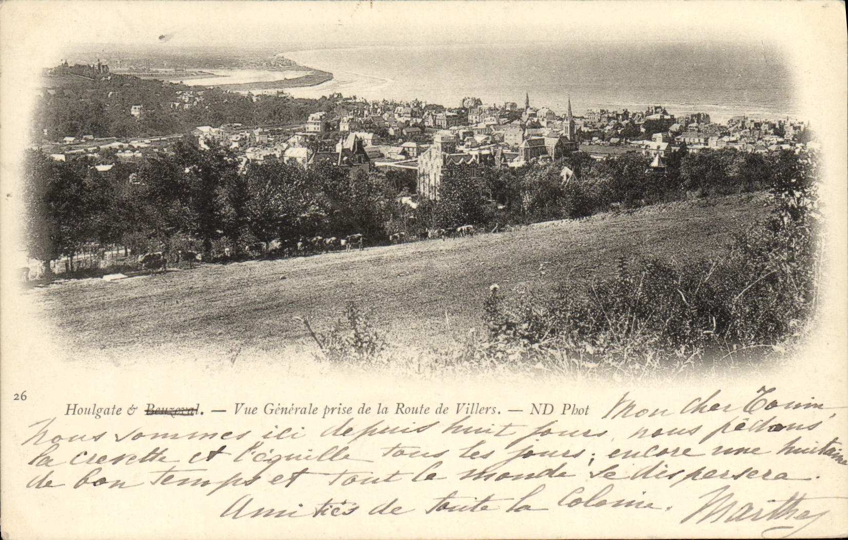 VINTAGE POSTCARD Houlgate View taken of the Road of Villers