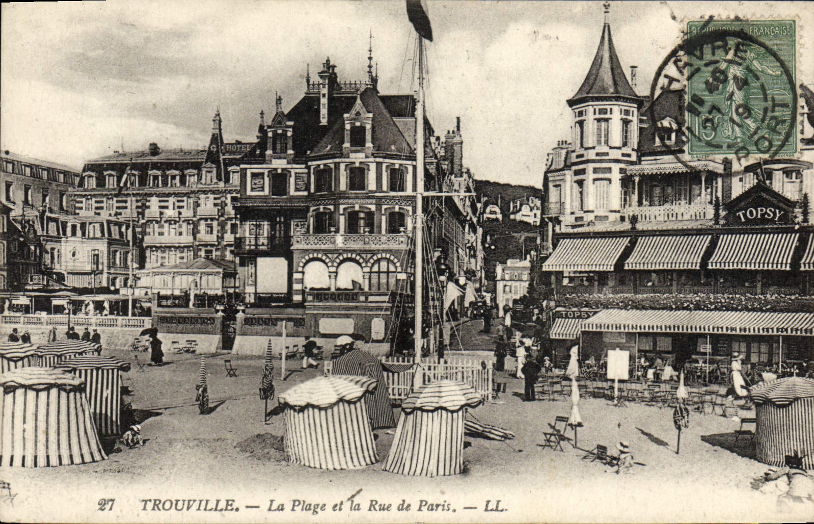 VINTAGE POSTCARD Trouville the Beach and the Street of Paris