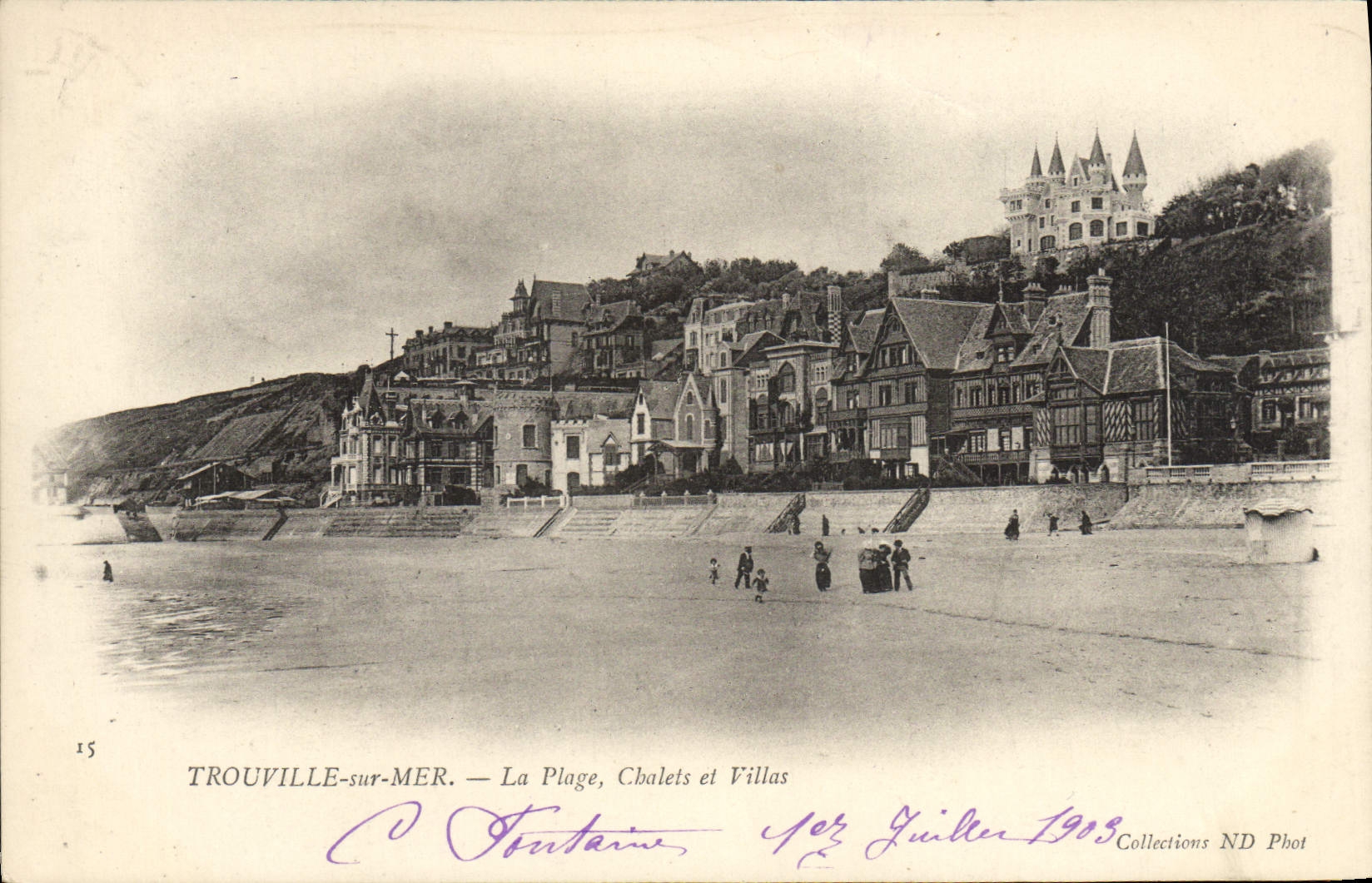 VINTAGE POSTCARD Trouville the Beach Country cottages and Villas