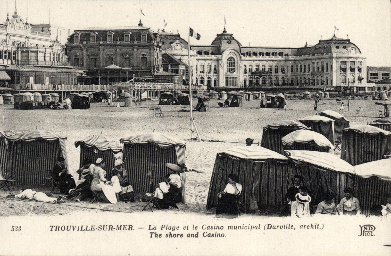 VINTAGE POSTCARD Trouville on Sea the Beach and the municipal Casino