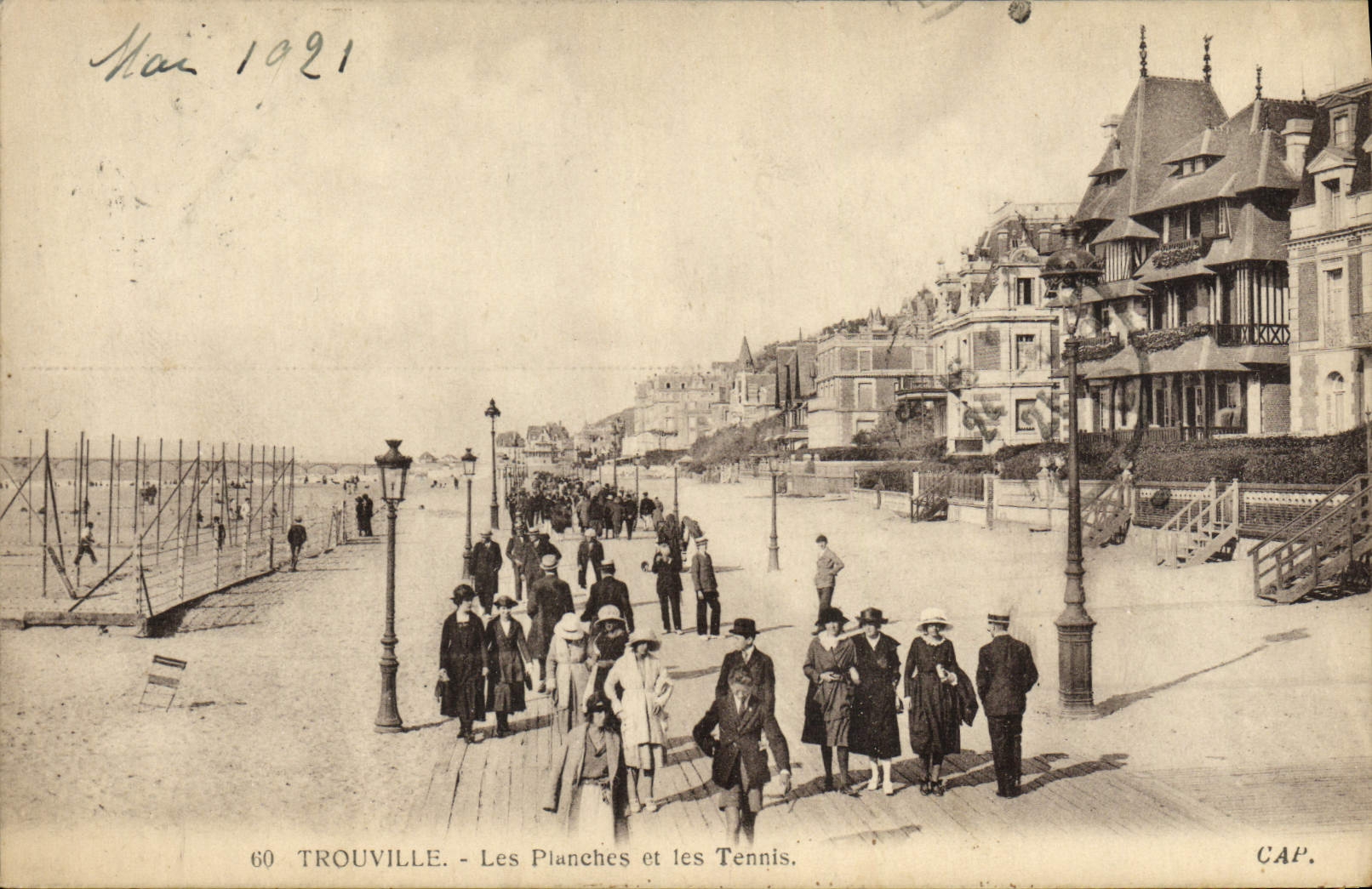 VINTAGE POSTCARD Trouville Boards and Tennis