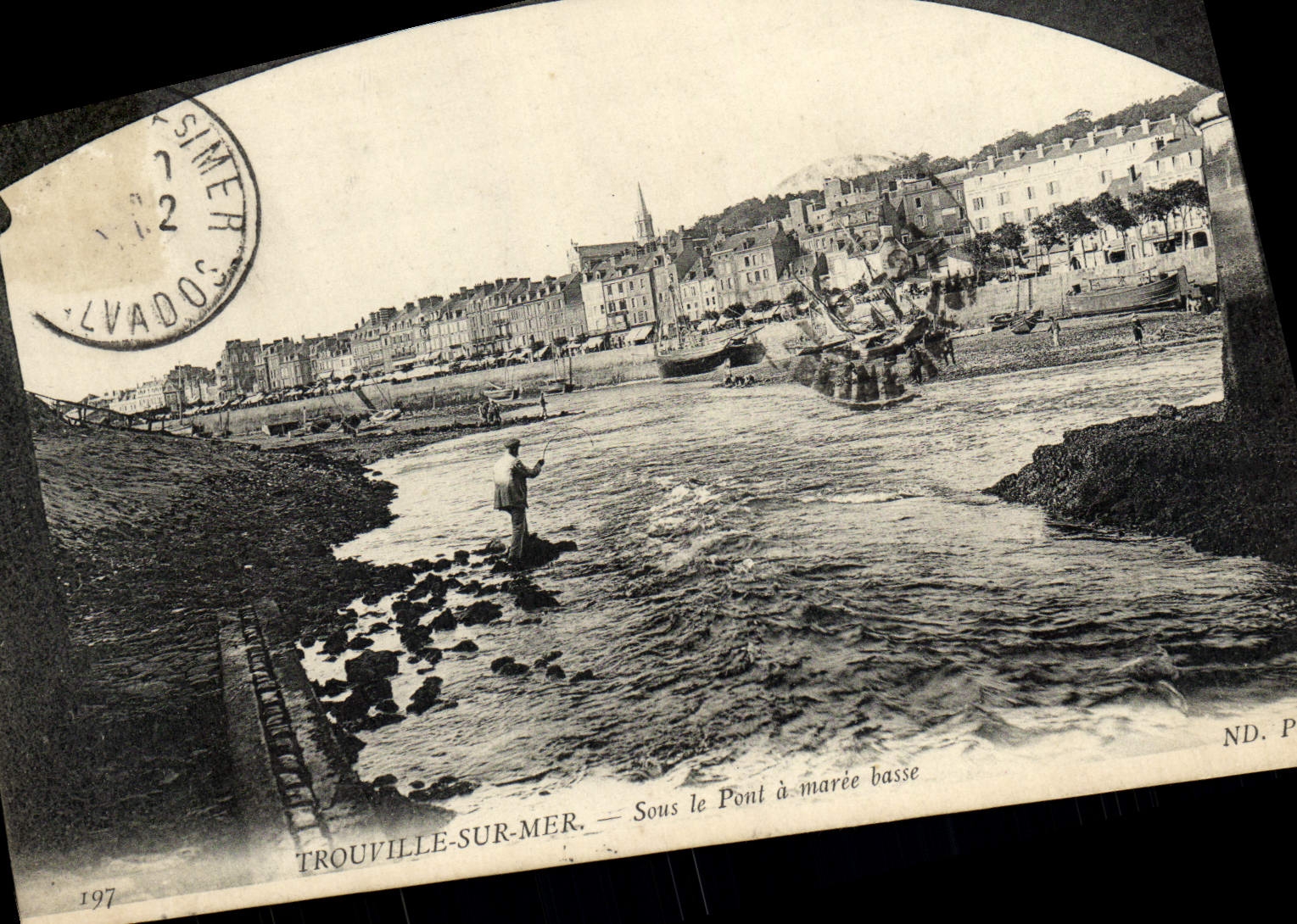 VINTAGE POSTCARD Trouville on Mer Under the Bridge has low pond