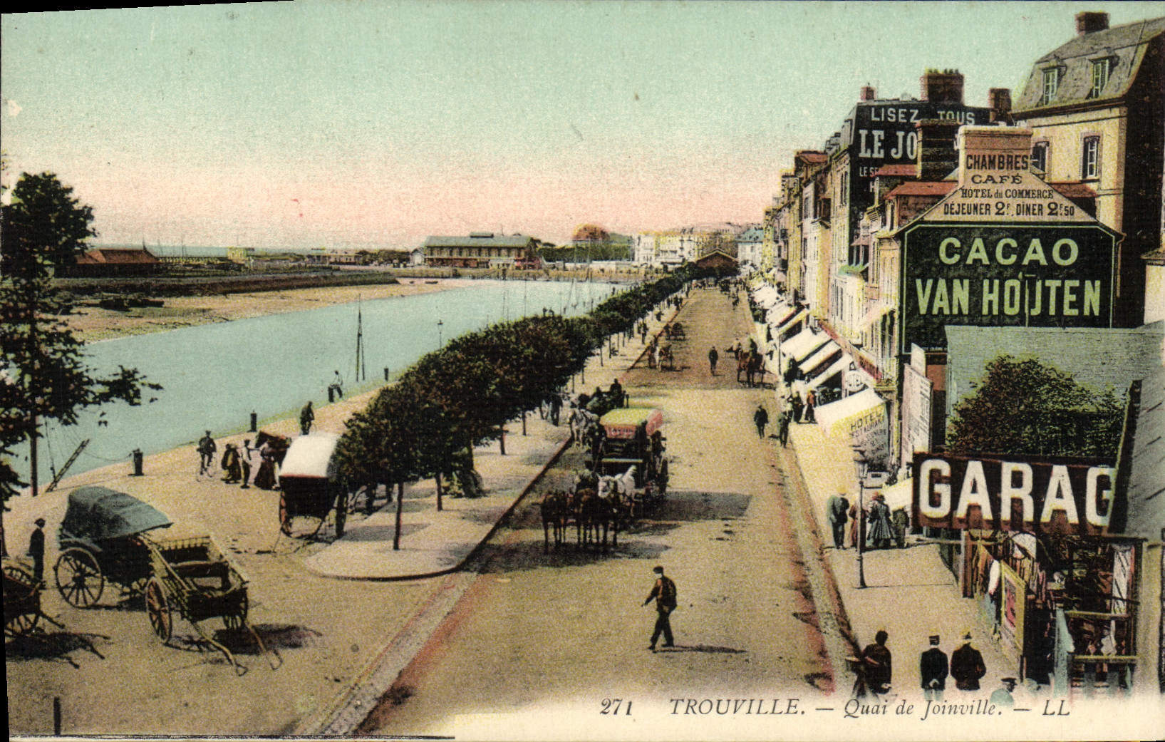 CPA Trouville Quai de Joinville Publicite Cacao Van Houten Garage