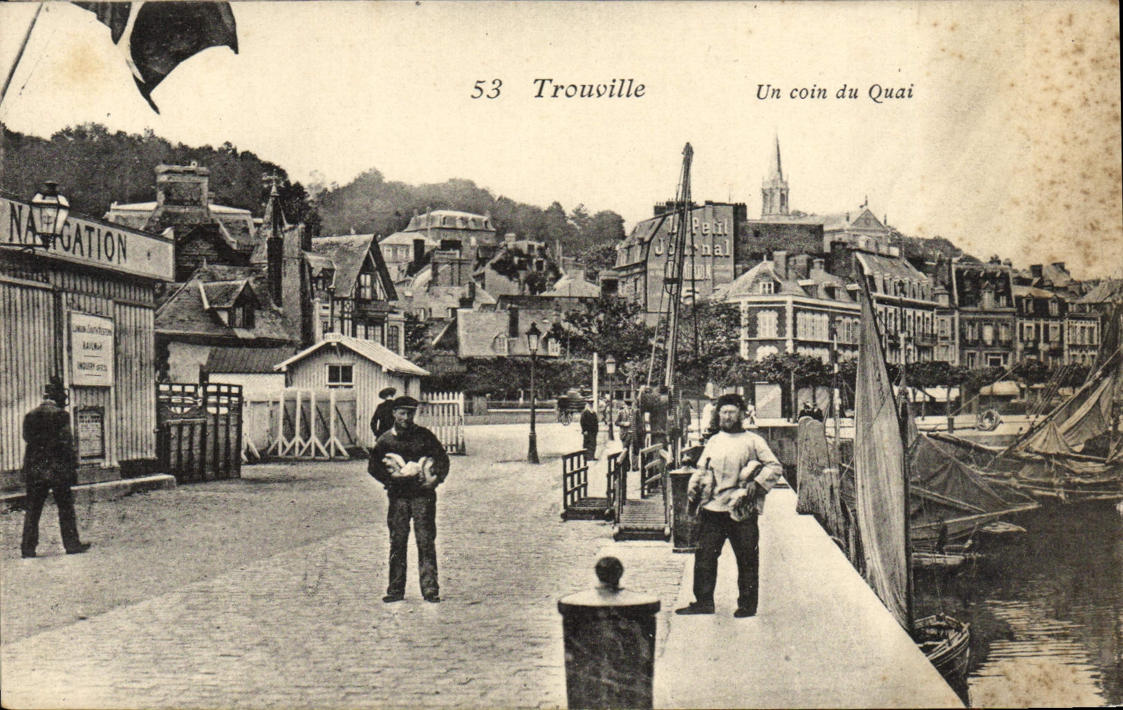 POSTAL Trouville Quay de la VENDIMIA una esquina del muelle