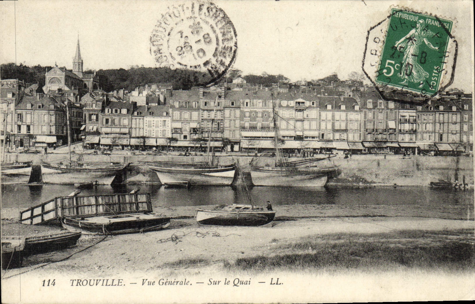 VINTAGE POSTCARD Trouville View Boats