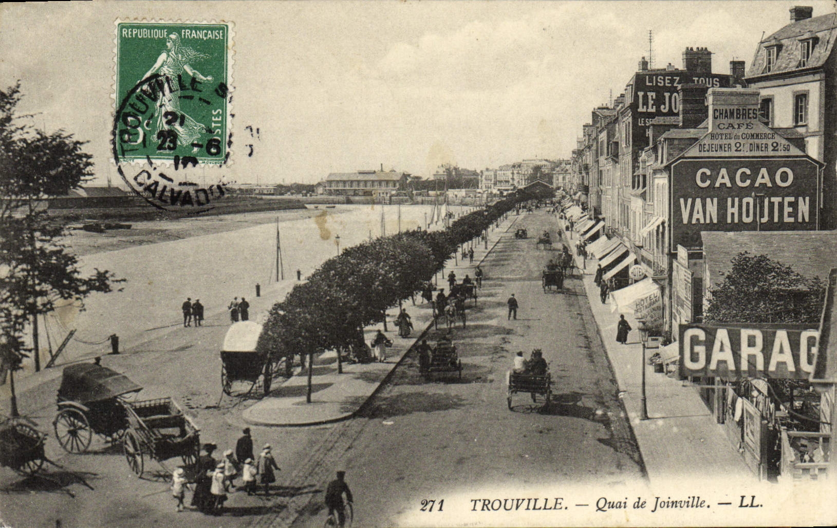 CPA Trouville Quai de Joinville Publicite Cacao Van Houten Garage