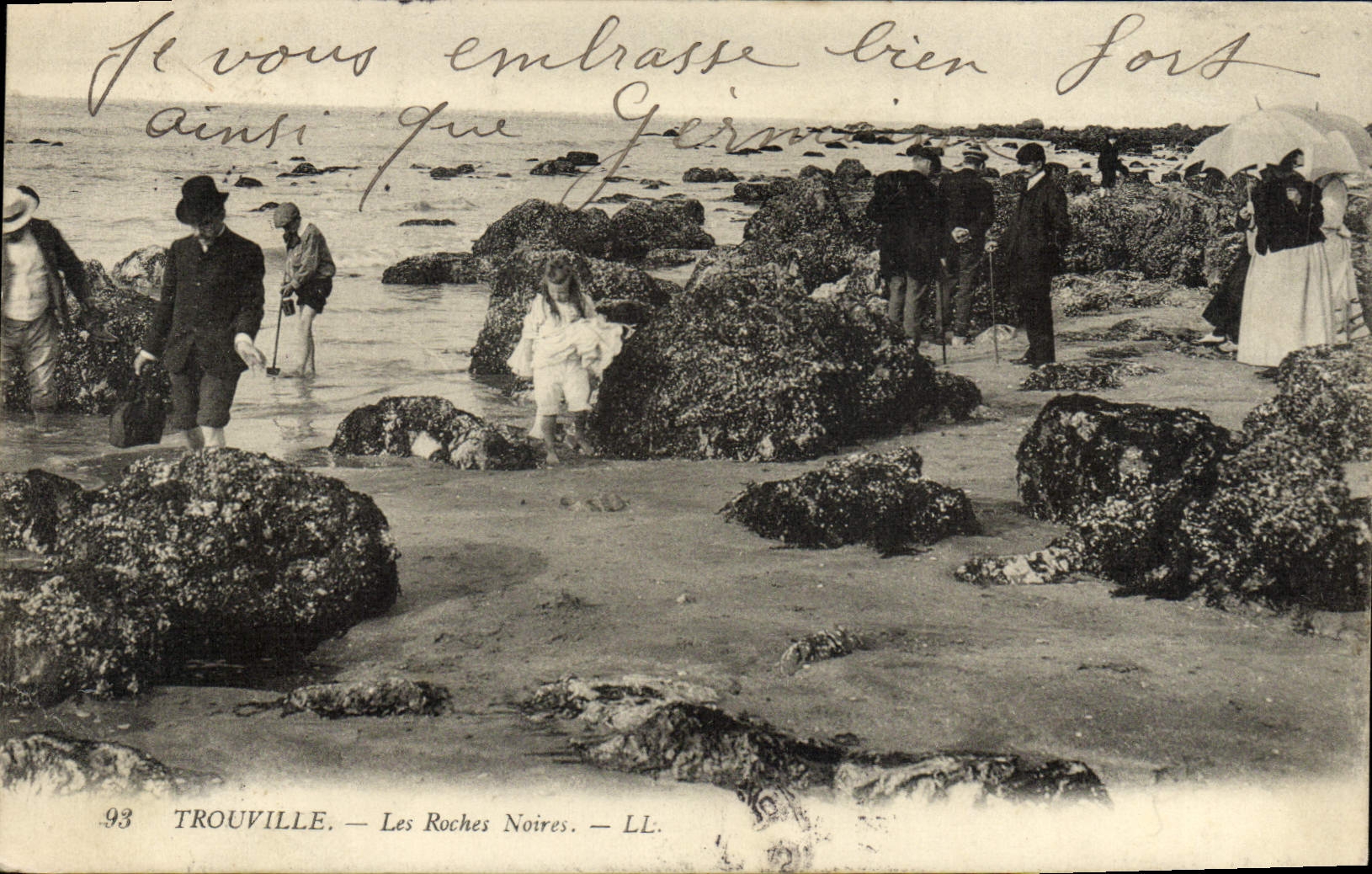 VINTAGE POSTCARD Trouville the Black Rocks Fishes Sinning