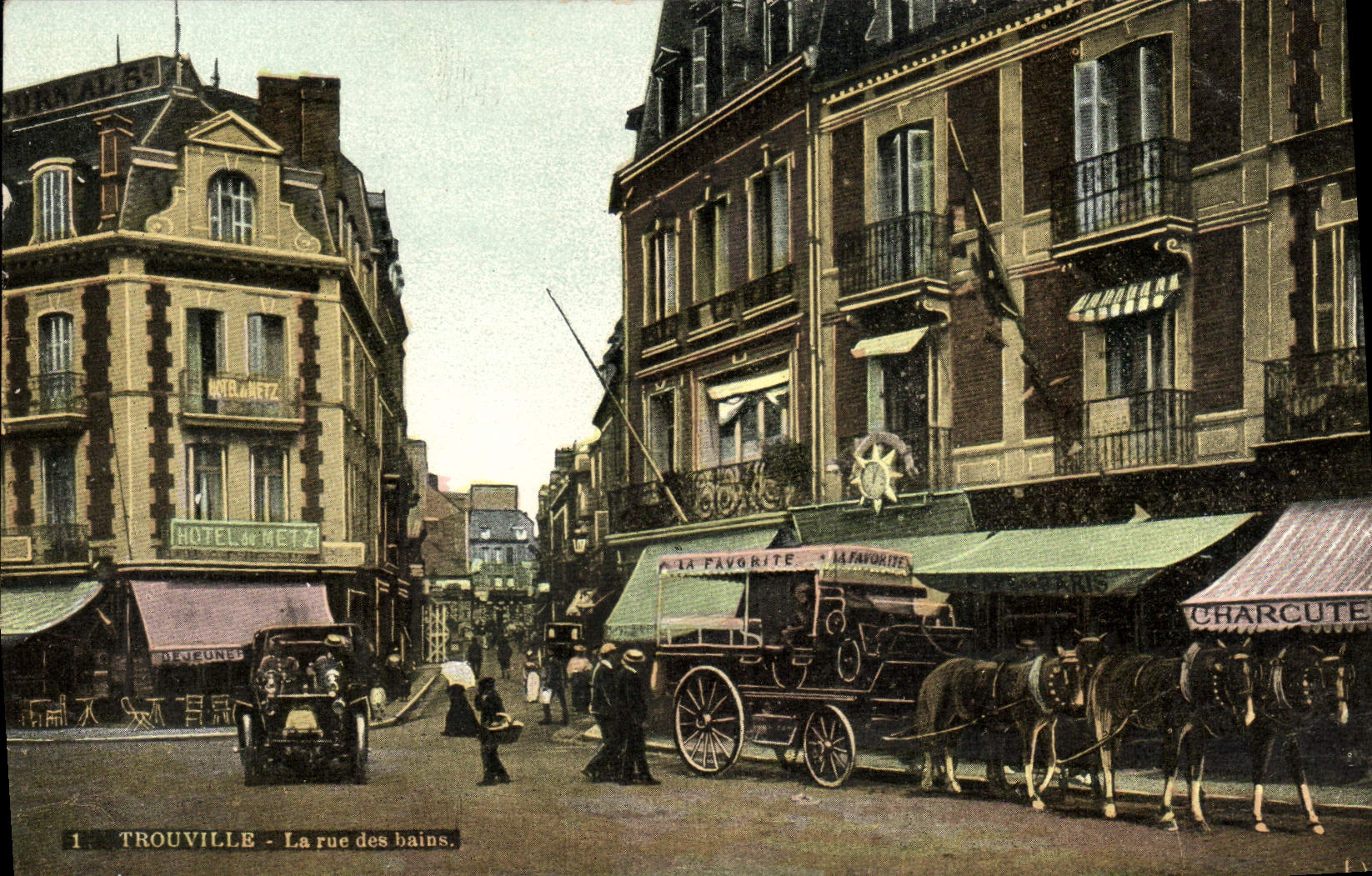 VINTAGE POSTCARD Trouville the Automobile street of the baths