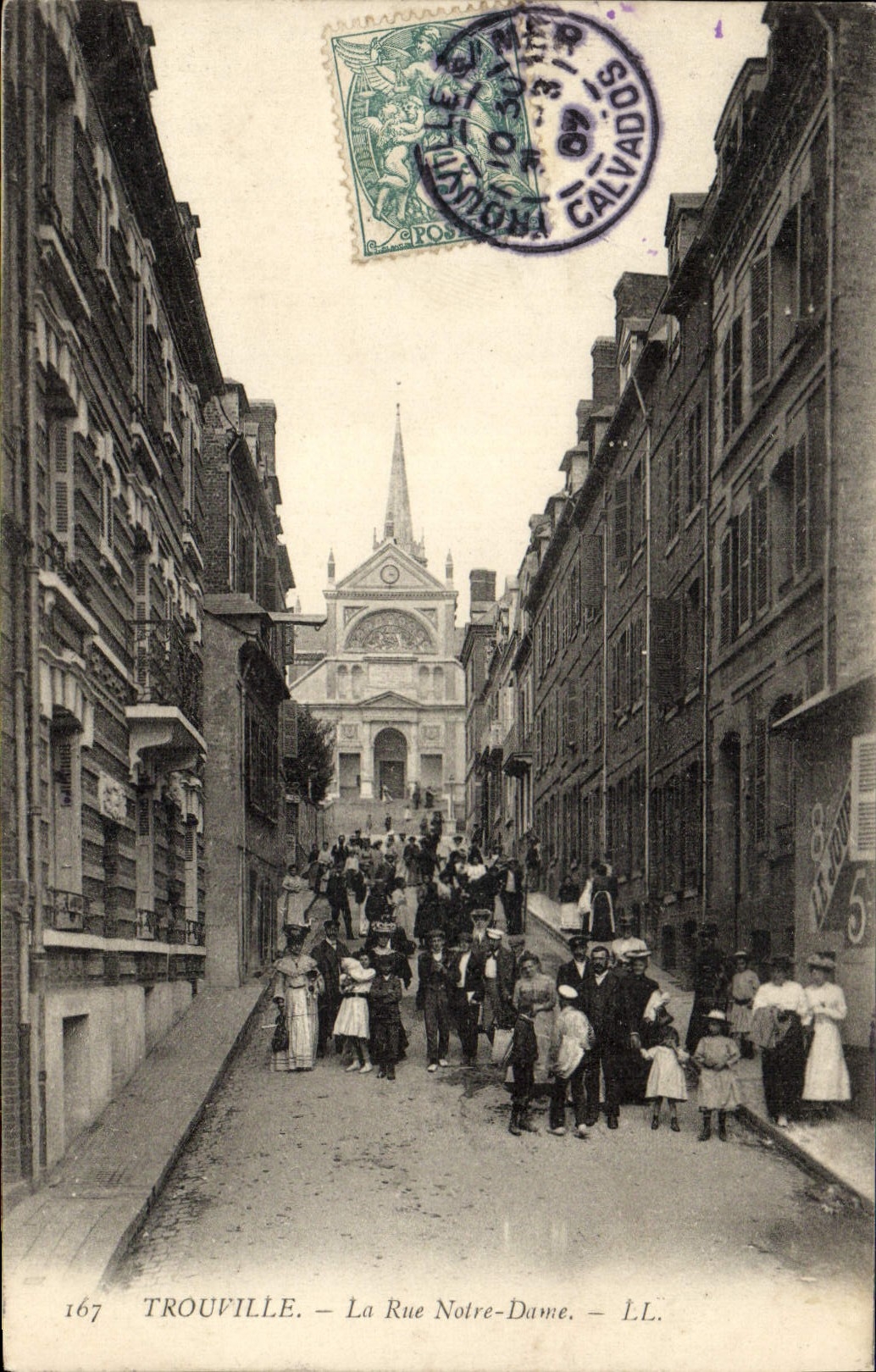 VINTAGE POSTCARD Trouville the Street Notre Dame