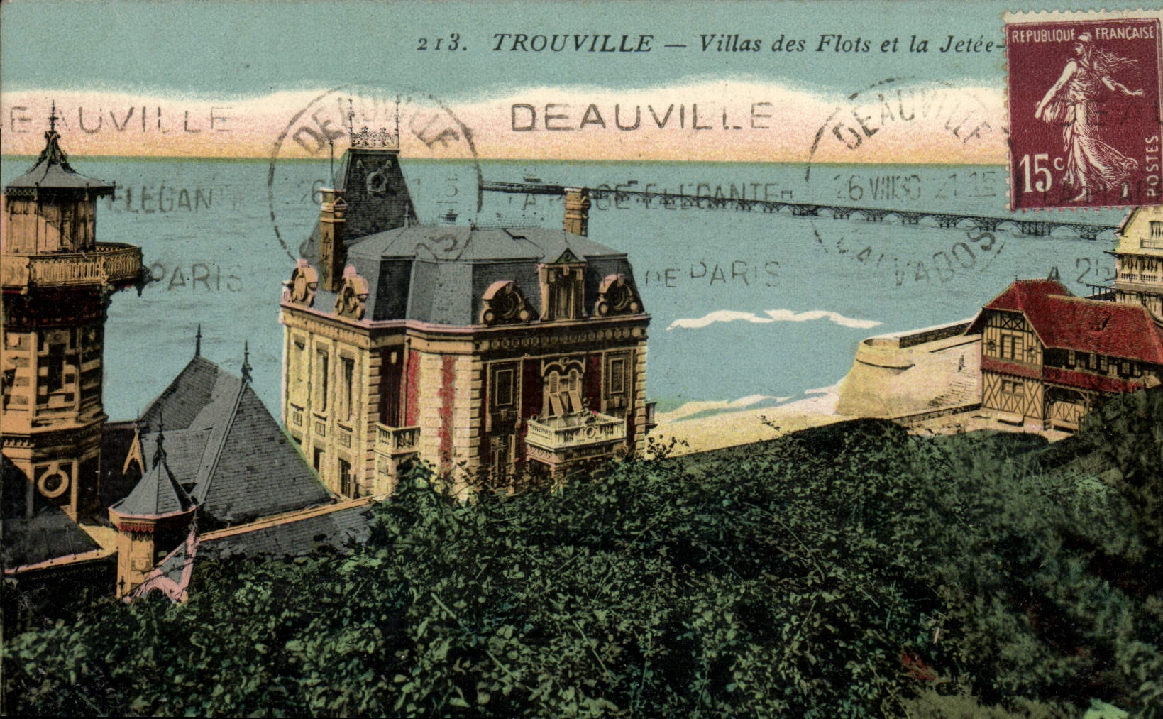 VINTAGE POSTCARD Trouville villas of the floods and the pier