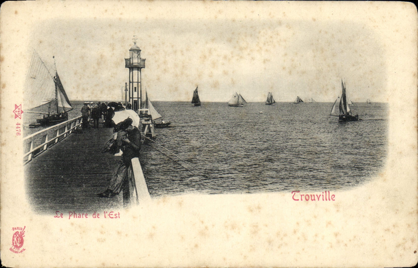 VINTAGE POSTCARD Trouville the headlight of the east Fishes Sinning Boats