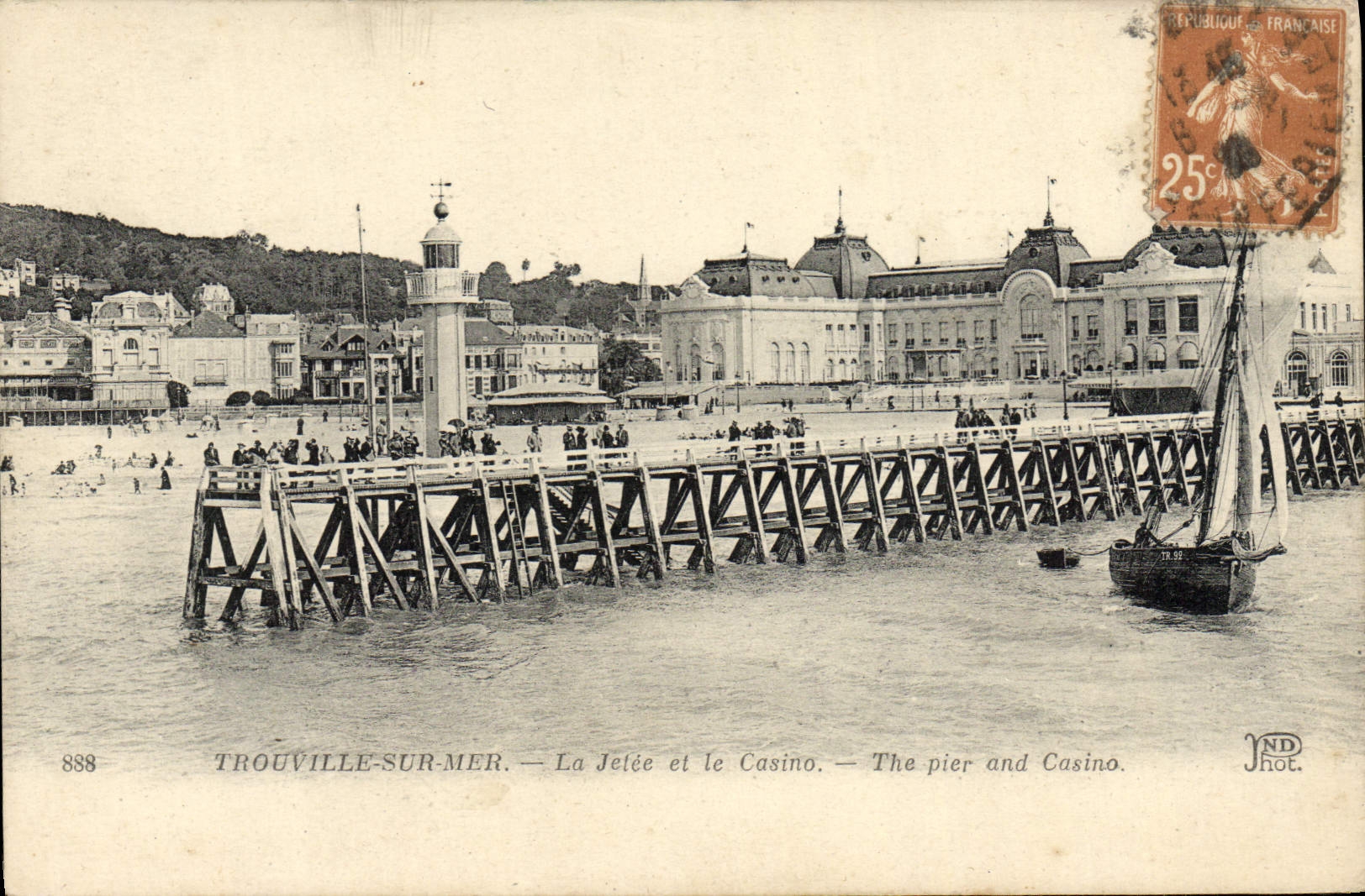 VINTAGE POSTCARD Trouville On Sea the pier and the casino