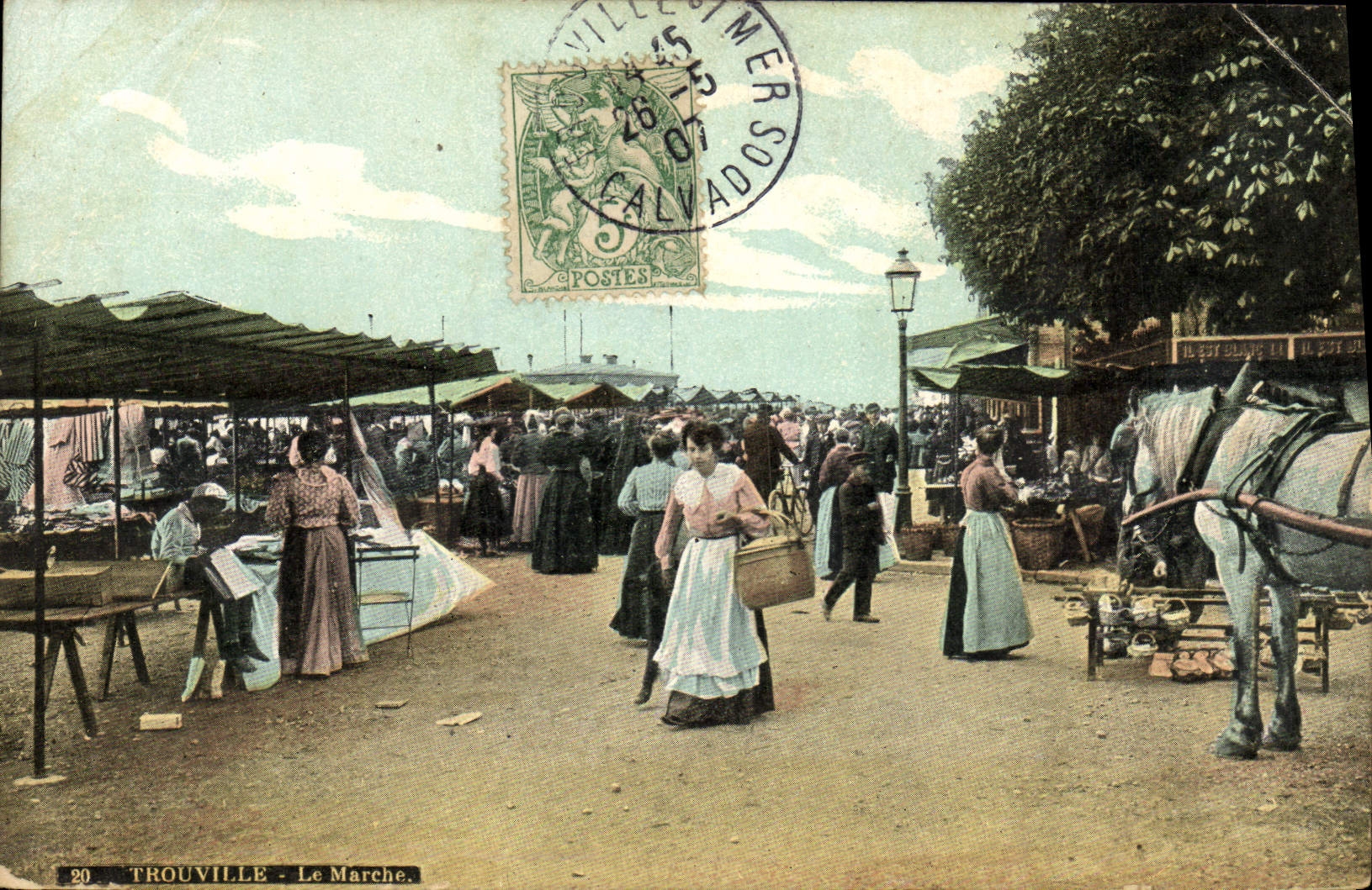 Caballo del mercado de Trouville de la POSTAL de la VENDIMIA
